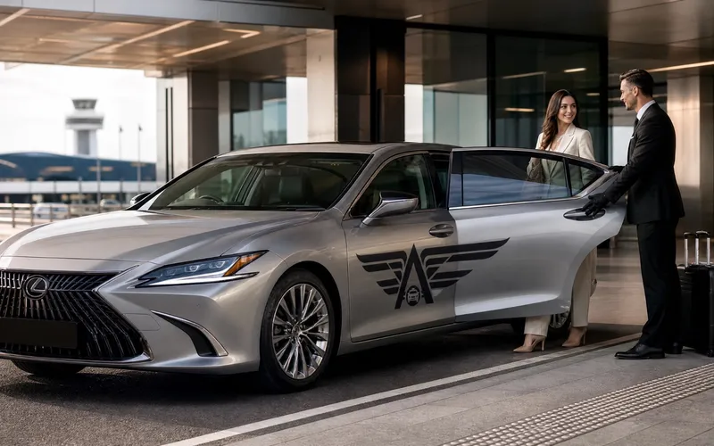 Lexus ES300h airport pickup with chauffeur
